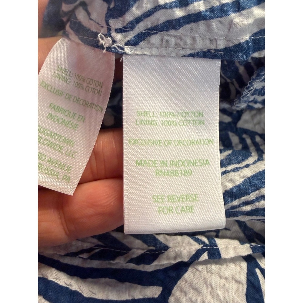 Lilly Pulitzer Blue White Deacon Palm Seersucker Tiered Maxi Dress V-Neck Sz 10 - Picture 5 of 5